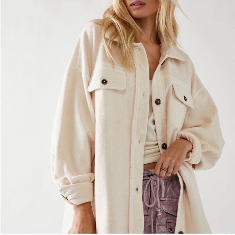 Free People Ruby Women's Cream Button-Up Jacket